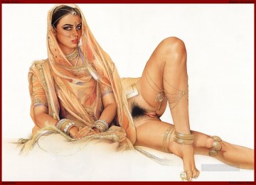 Indian erotic lady sexy nude Oil Paintings